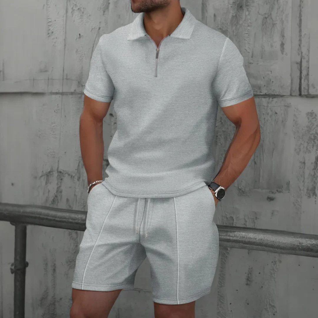Men's Polo Shirt and Shorts Co-Ord Set - Casual Cotton Outfit for Summer Activities and Relaxation