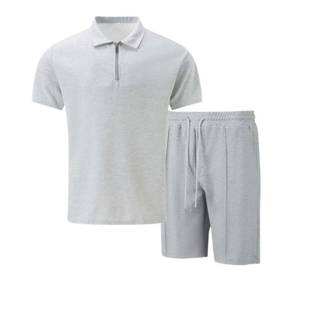 Men's Polo Shirt and Shorts Co-Ord Set - Casual Cotton Outfit for Summer Activities and Relaxation