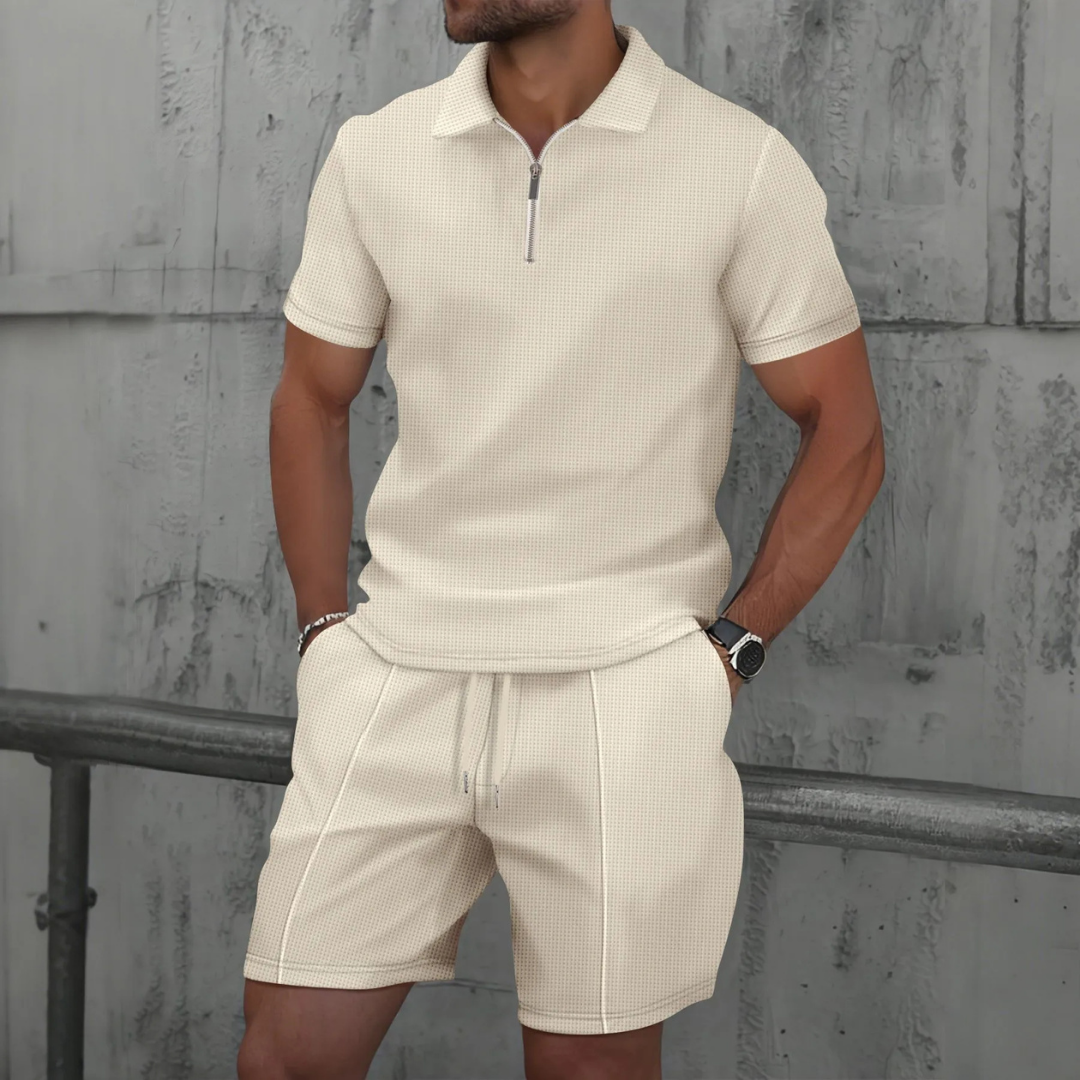Men's Polo Shirt and Shorts Co-Ord Set - Casual Cotton Outfit for Summer Activities and Relaxation