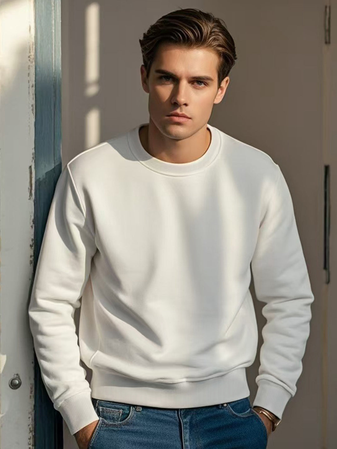 Men's Relaxed Fit Long Sleeve Casual Shirt - Comfortable Cotton Blend for Everyday Wear