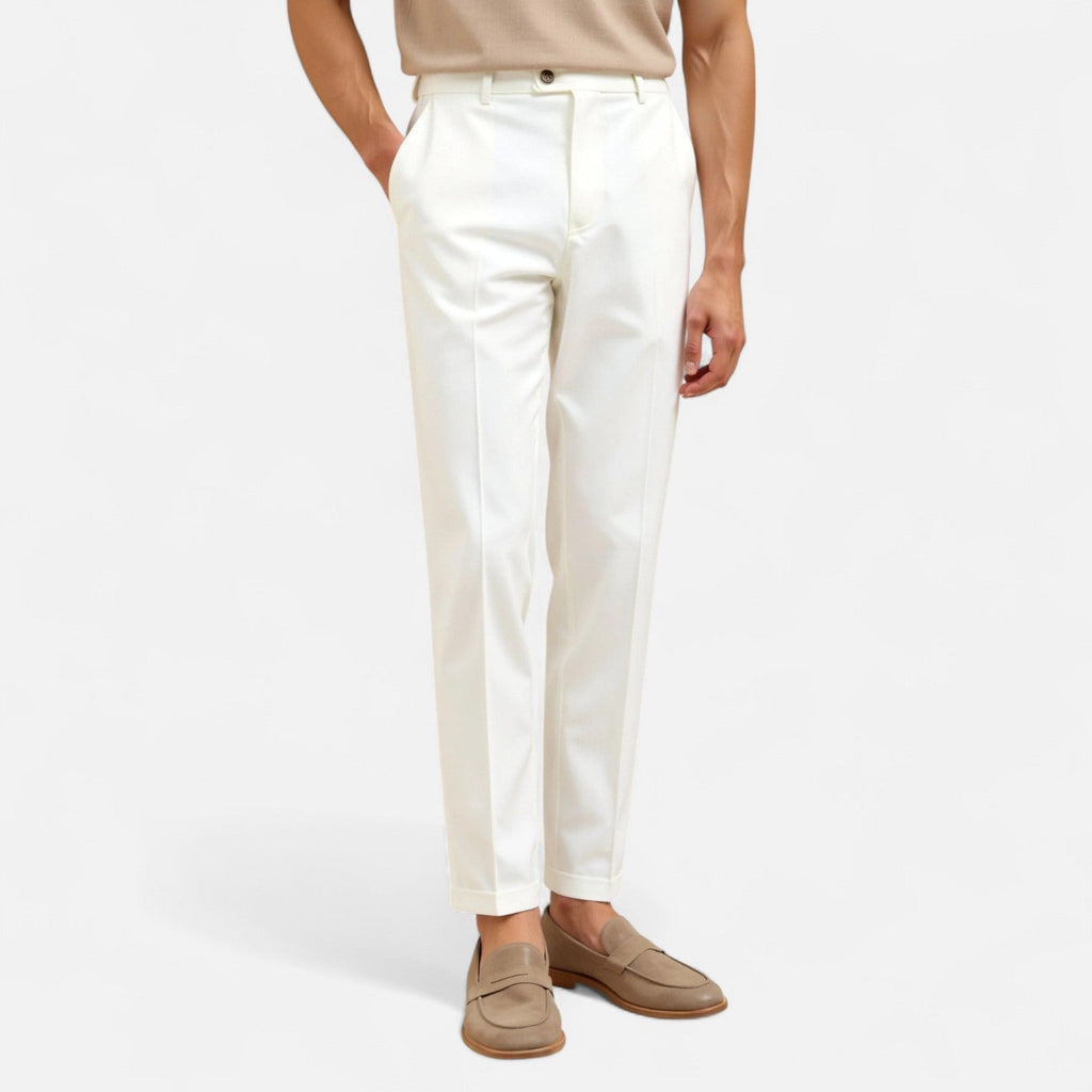 Men's Straight Leg Chino Pants - Cotton Blend - Classic Fit - Casual Trousers for Everyday Wear