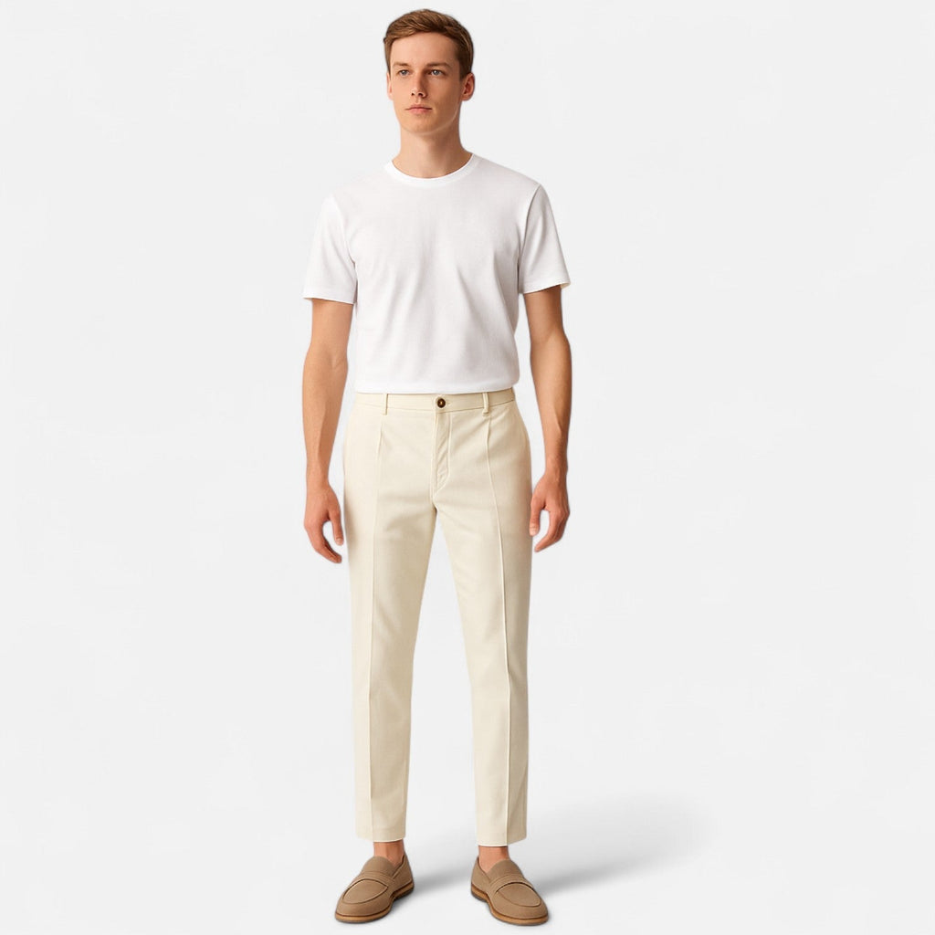 Men's Straight Leg Chino Pants - Cotton Blend - Classic Fit - Casual Trousers for Everyday Wear