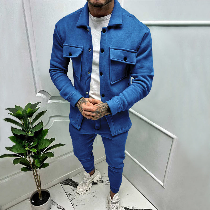 Men's Suede Tracksuit Set - Casual Two-Piece Outfit for Sporty Wear and Everyday Comfort