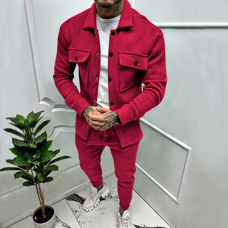 Men's Suede Tracksuit Set - Casual Two-Piece Outfit for Sporty Wear and Everyday Comfort