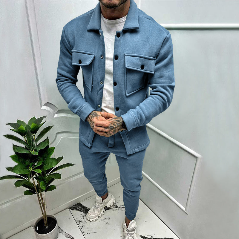 Men's Suede Tracksuit Set - Casual Two-Piece Outfit for Sporty Wear and Everyday Comfort