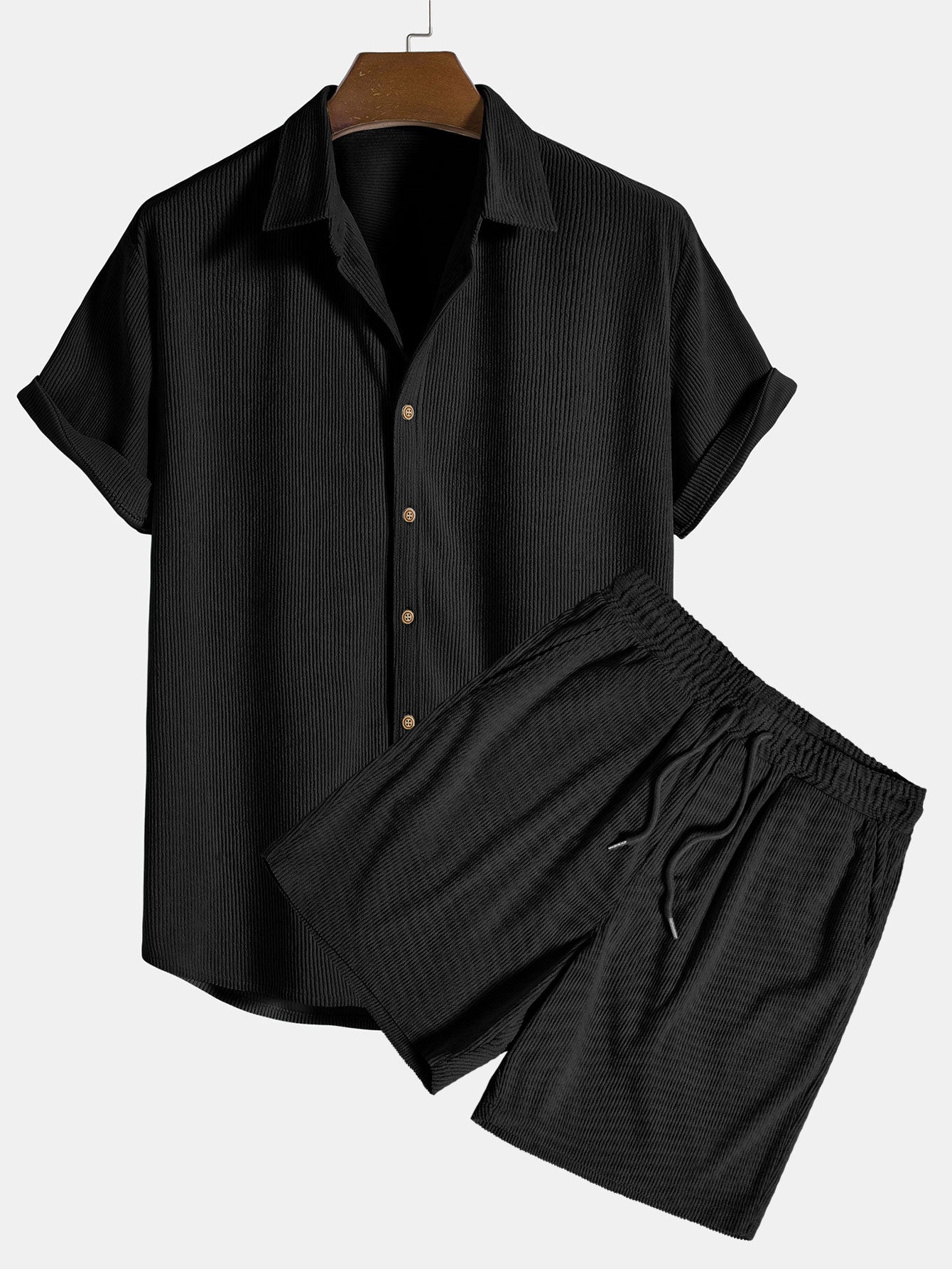 Men's Summer Outfit Set | Lightweight Cotton Shirt and Shorts | Casual Wear for Warm Weather