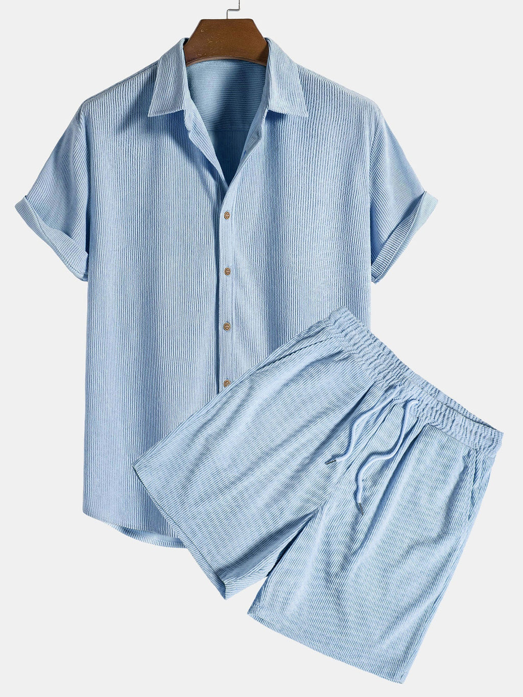 Men's Summer Outfit Set | Lightweight Cotton Shirt and Shorts | Casual Wear for Warm Weather