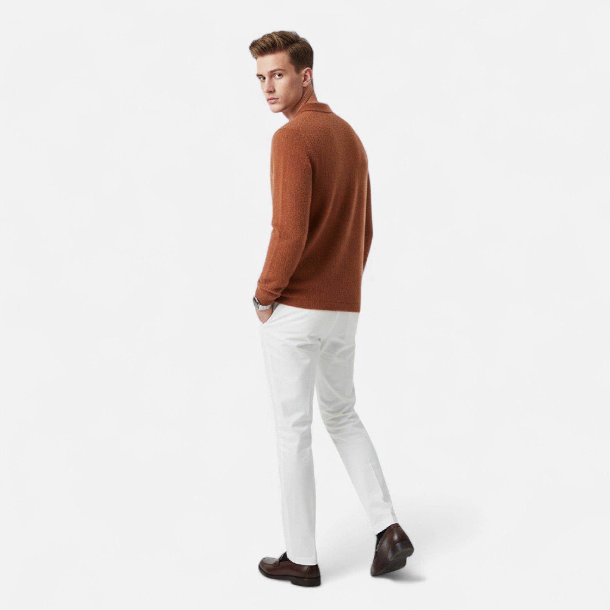 Men's Timeless Polo Collar Sweater Jacket | Classic Knit Design for Casual Wear | Versatile Outerwear for All Seasons
