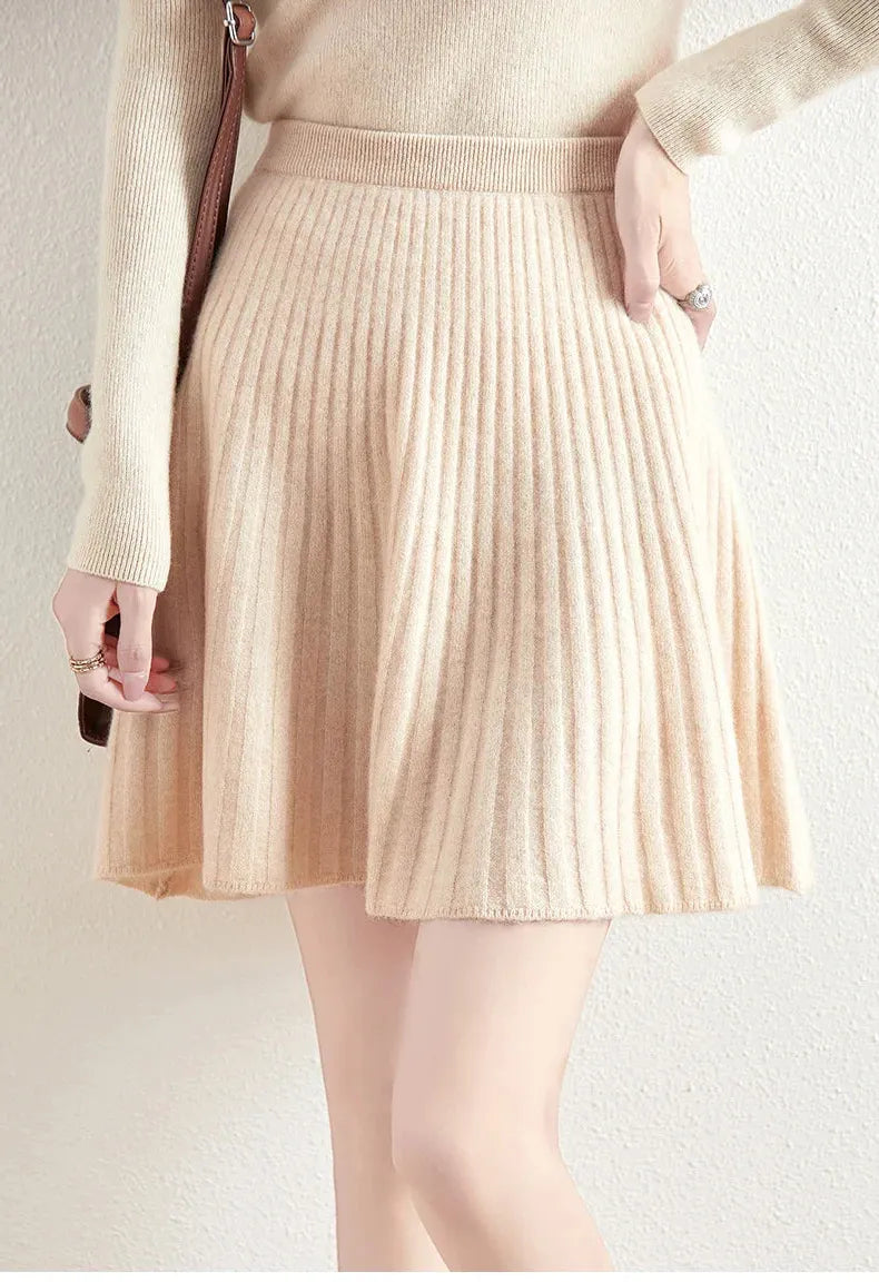 Merino Wool Midi Skirt for Women - Comfortable and Stylish Everyday Wear - Versatile Fashion Essential