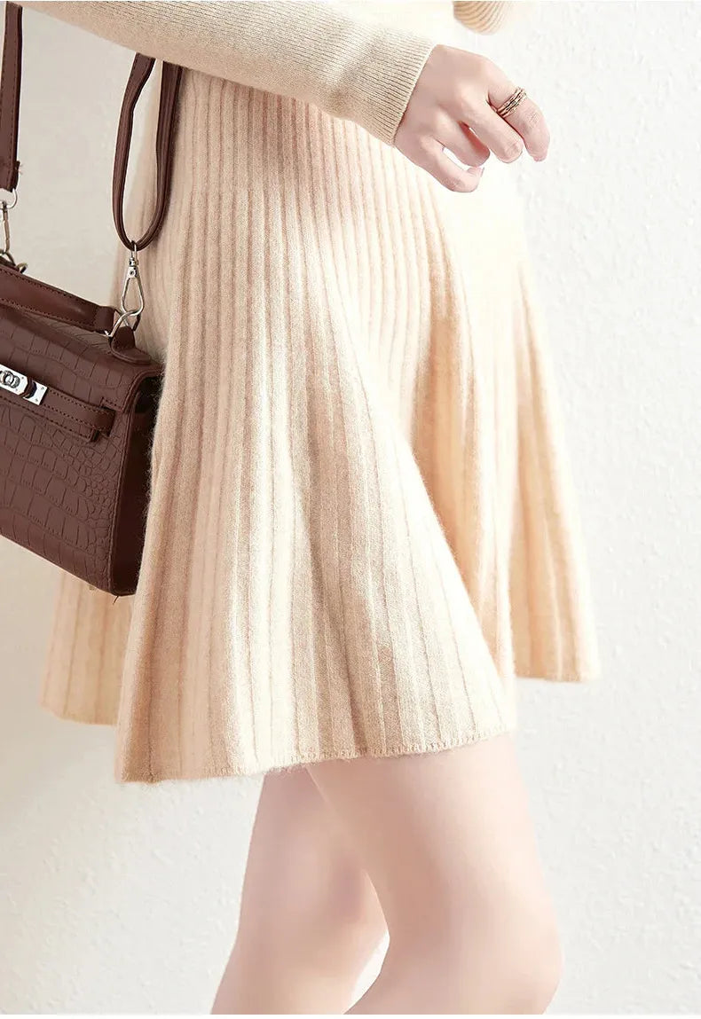 Merino Wool Midi Skirt for Women - Comfortable and Stylish Everyday Wear - Versatile Fashion Essential