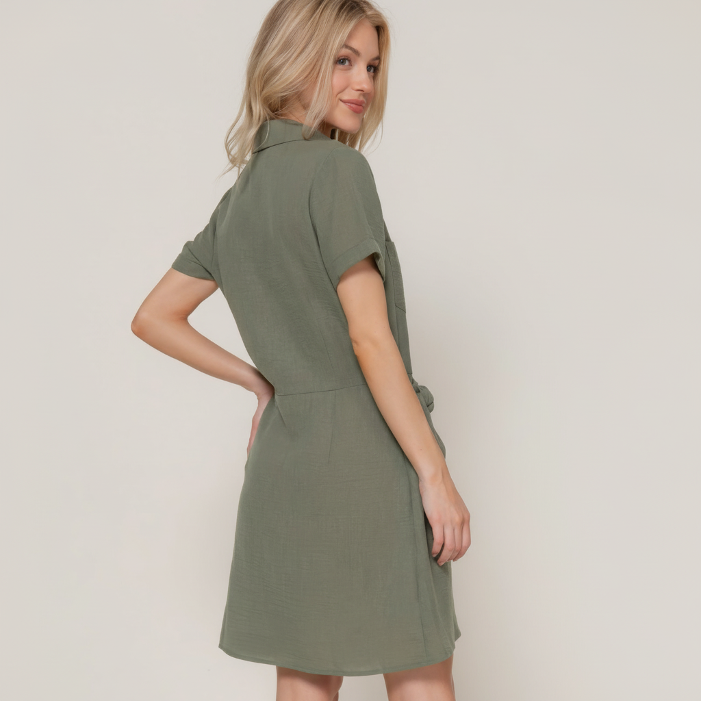 Mini Dress with Side Bow Detail - Women's Casual Fashion Dress for Parties and Events