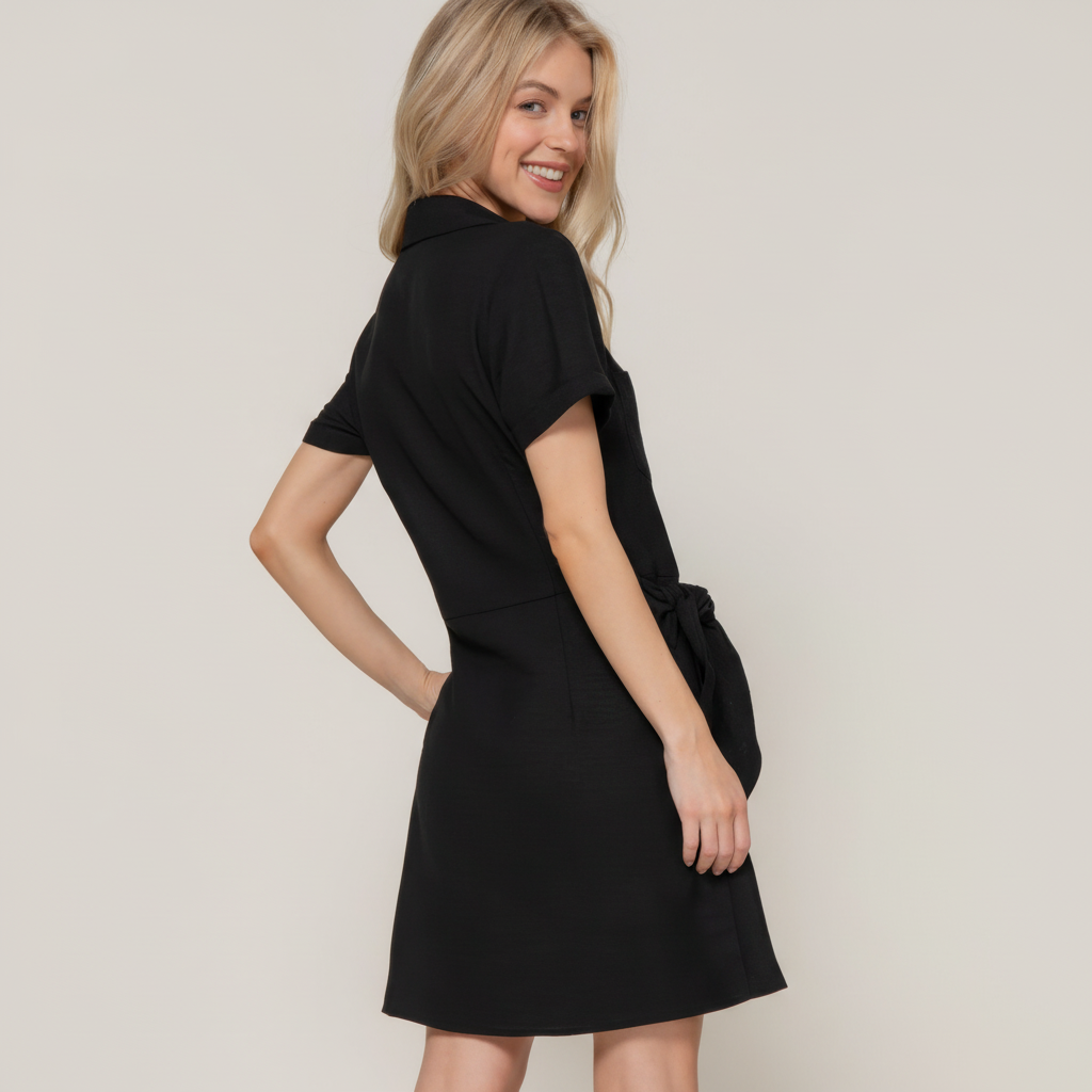 Mini Dress with Side Bow Detail - Women's Casual Fashion Dress for Parties and Events