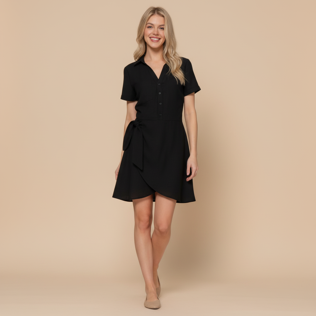 Mini Dress with Side Bow Detail - Women's Casual Fashion Dress for Parties and Events