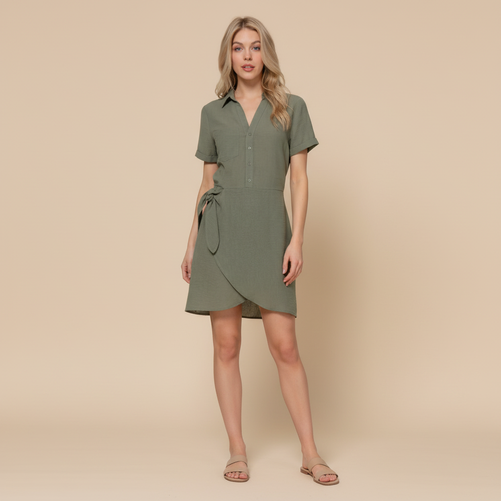 Mini Dress with Side Bow Detail - Women's Casual Fashion Dress for Parties and Events