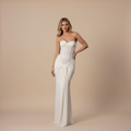 Off-Shoulder Strapless Gown in Radiant Fabric for Formal Events and Evening Wear