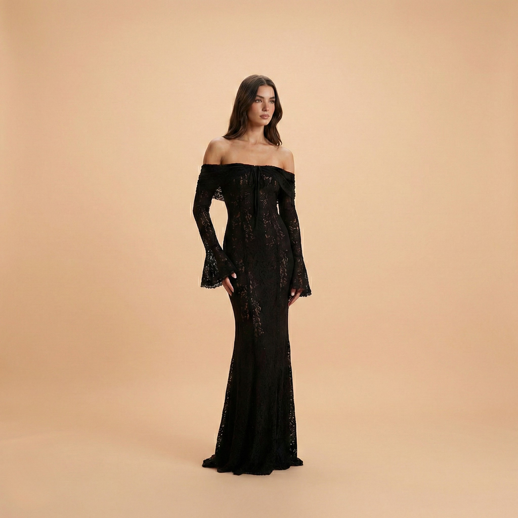 Off-Shoulder Women's Dress in Elegant Fabric | Evening Wear | Formal or Casual Events | Available in Multiple Sizes