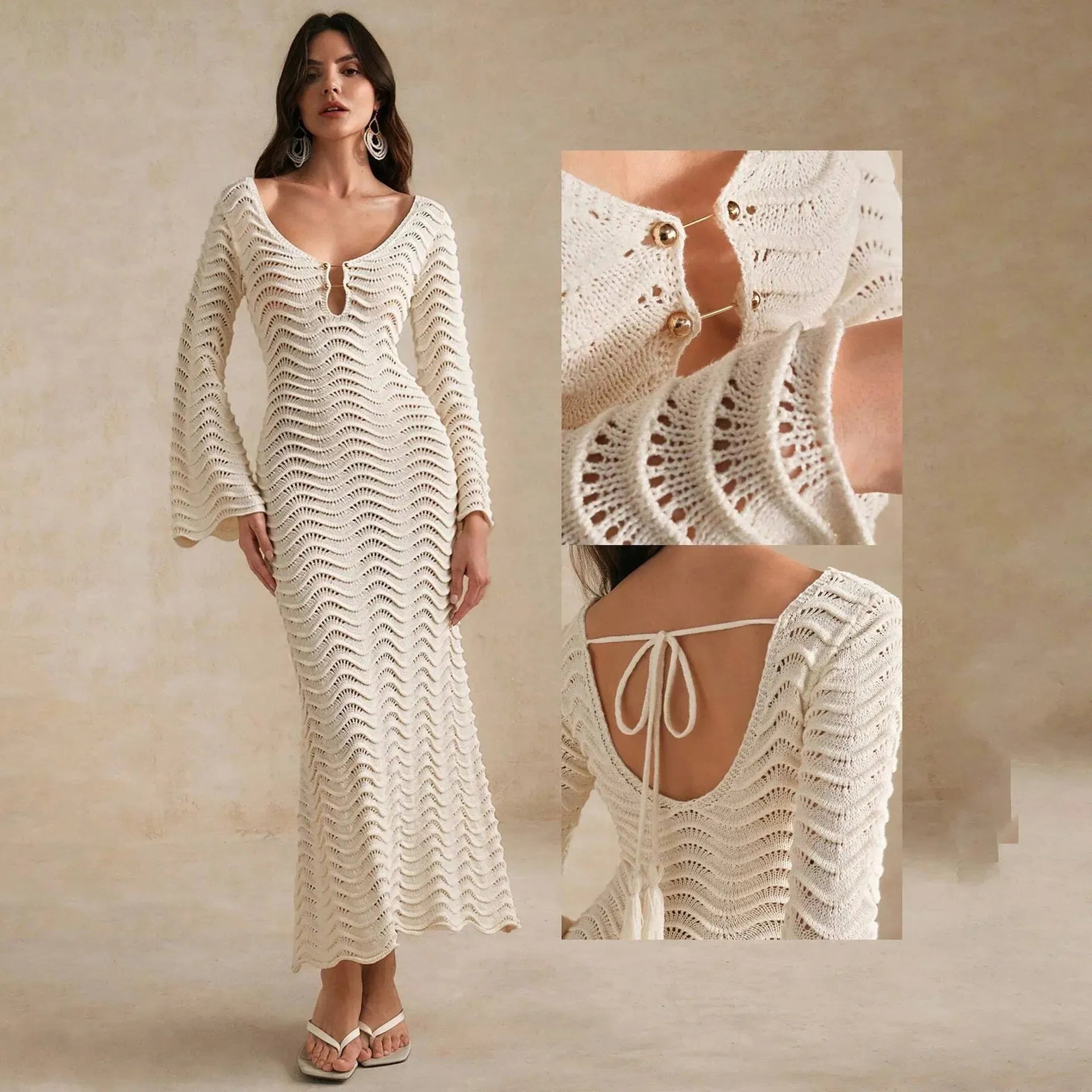 Open-Knit Dress in Lightweight Fabric - Casual Summer Dress for Women - Perfect for Beach or Outdoor Events