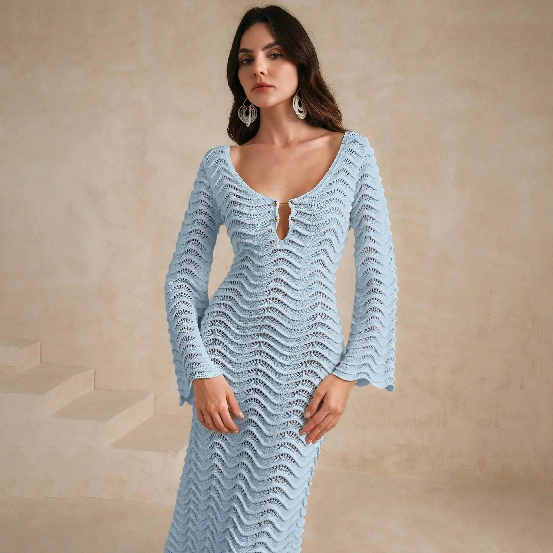 Open-Knit Dress in Lightweight Fabric - Casual Summer Dress for Women - Perfect for Beach or Outdoor Events