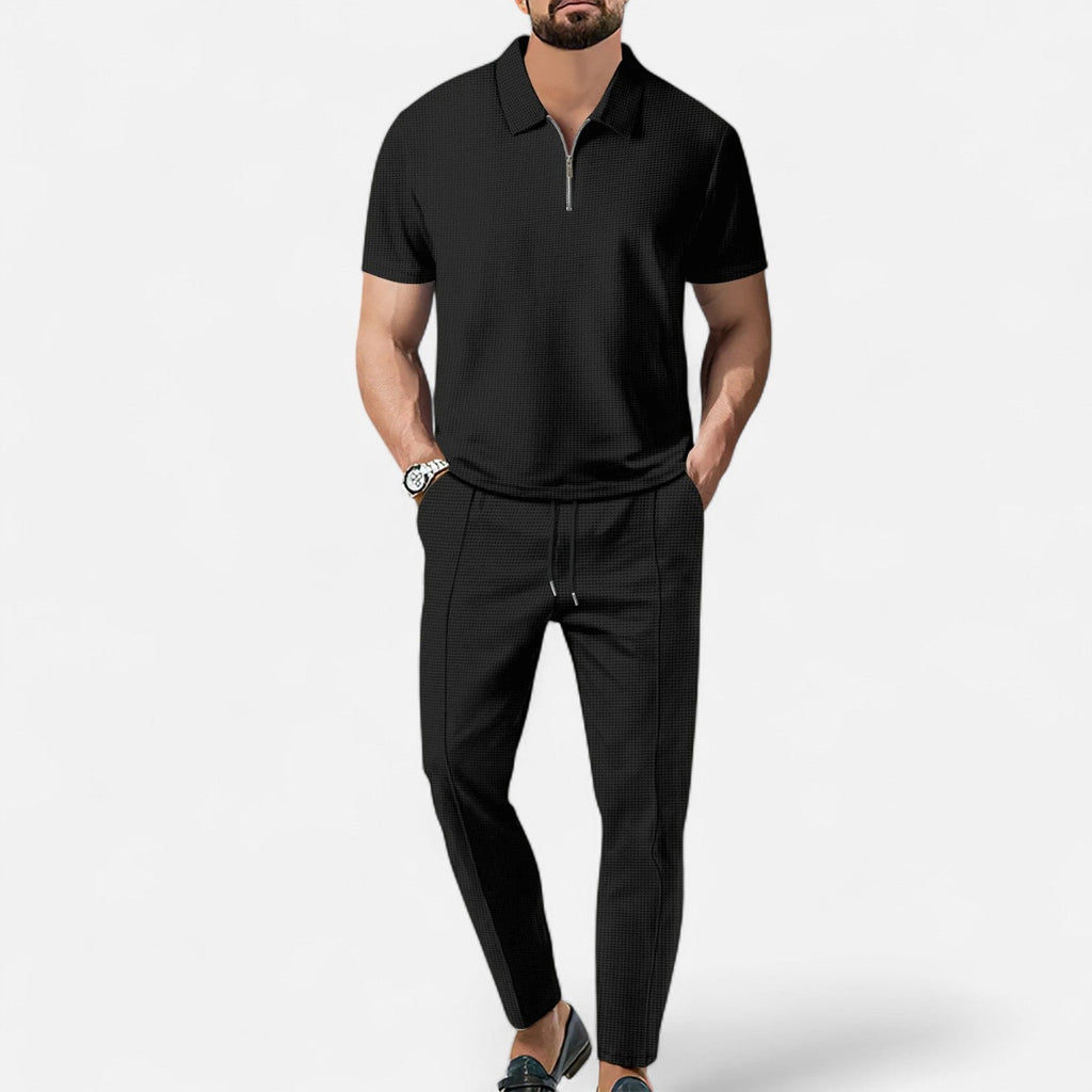 Polo and Trouser Set - Soft Fabric - Relaxed Fit - Casual Wear for Men - Comfortable Everyday Outfit