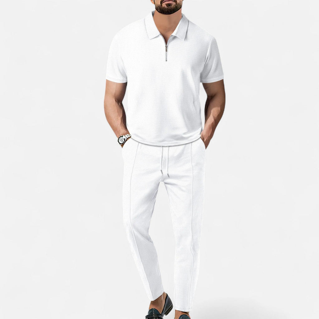 Polo and Trouser Set - Soft Fabric - Relaxed Fit - Casual Wear for Men - Comfortable Everyday Outfit