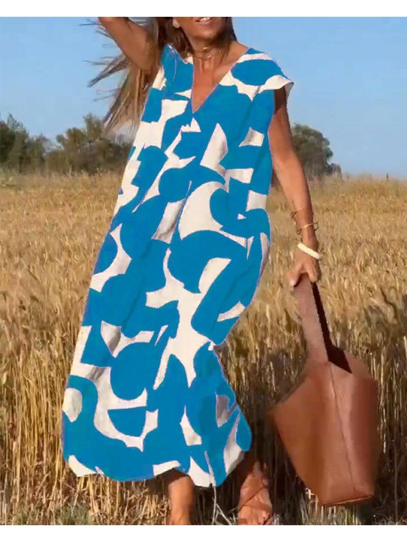 Relaxed Abstract Print Dress in Soft Fabric for Casual Wear