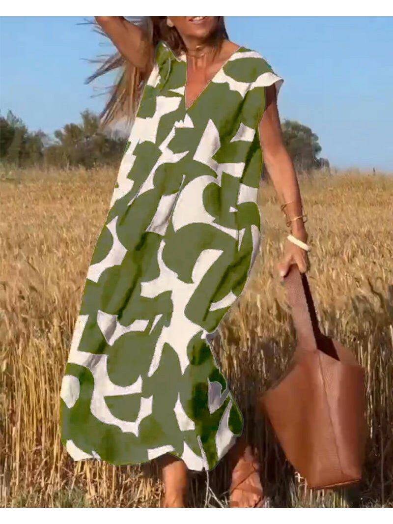 Relaxed Abstract Print Dress in Soft Fabric for Casual Wear