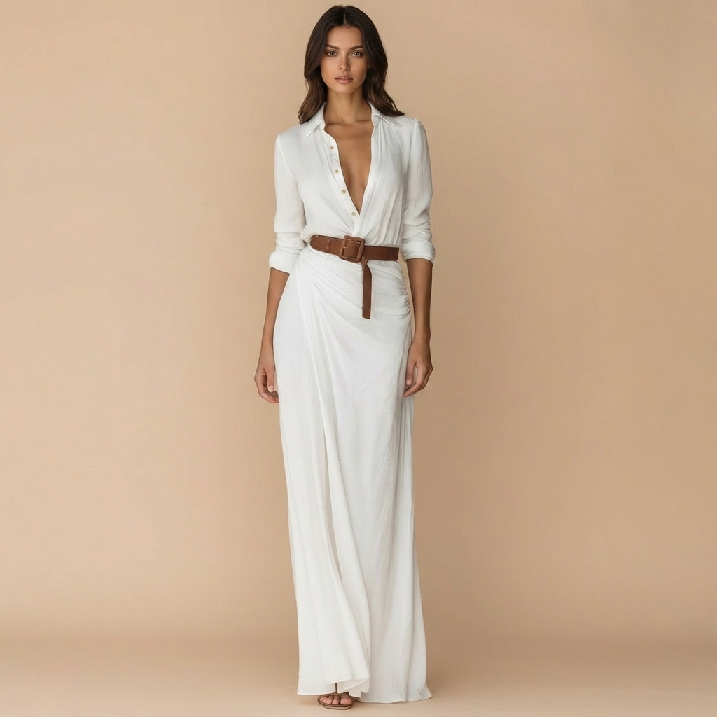 Ruched Maxi Dress in Soft Jersey Fabric - Elegant Evening Wear for Women - Available in Multiple Colors