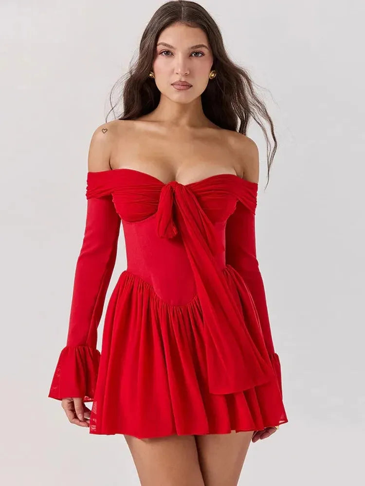 Scarlet Muse Red Dress - Elegant Chiffon Evening Gown for Formal Events and Parties