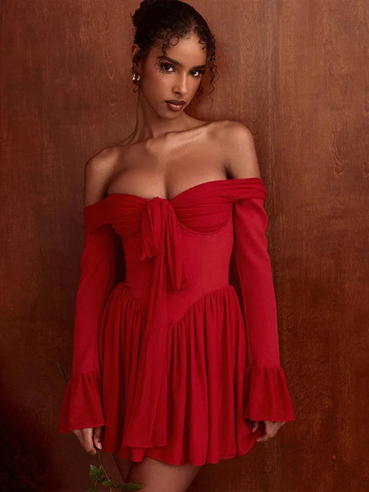 Scarlet Muse Red Dress - Elegant Chiffon Evening Gown for Formal Events and Parties