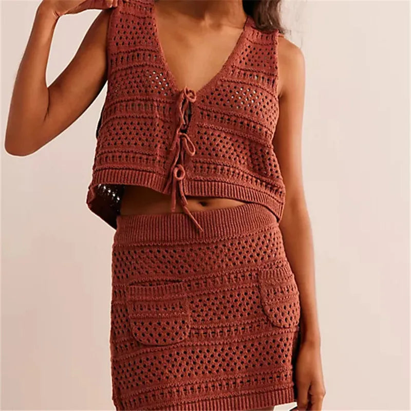 Sienna Crochet Set - Cotton Yarn, Boho Style, Handmade Accessories for Fashion and Home Decor