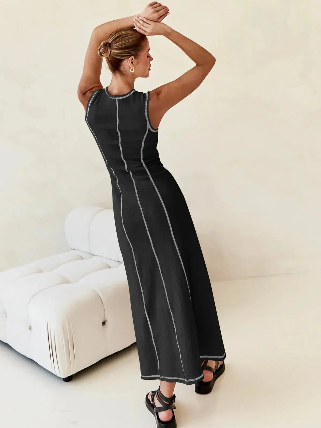 Sleeveless Knit Maxi Dress for Women - Comfortable Casual Wear for Summer - Versatile Long Length Design