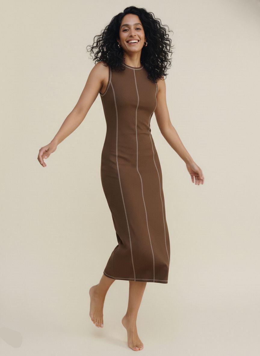 Sleeveless Knit Maxi Dress for Women - Comfortable Casual Wear for Summer - Versatile Long Length Design