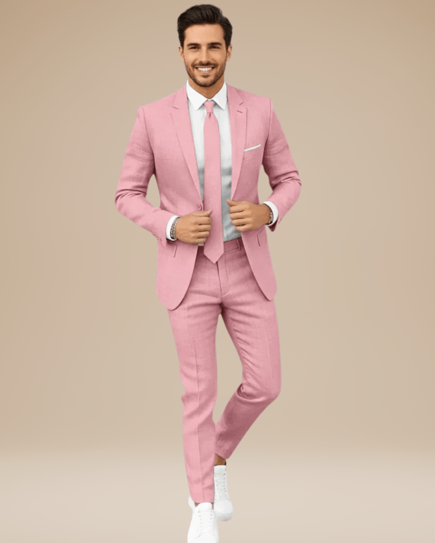 Slim Fit Men's Lightweight Linen Suit Jacket - Elegant Single-Breasted Design with Two Buttons for Formal Occasions