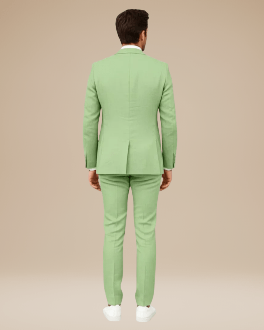 Slim Fit Men's Lightweight Linen Suit Jacket - Elegant Single-Breasted Design with Two Buttons for Formal Occasions