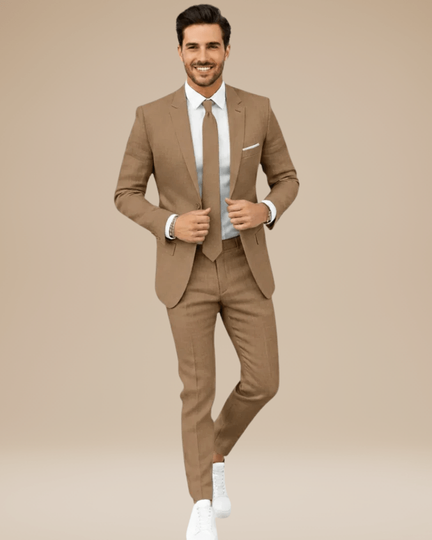 Slim Fit Men's Lightweight Linen Suit Jacket - Elegant Single-Breasted Design with Two Buttons for Formal Occasions