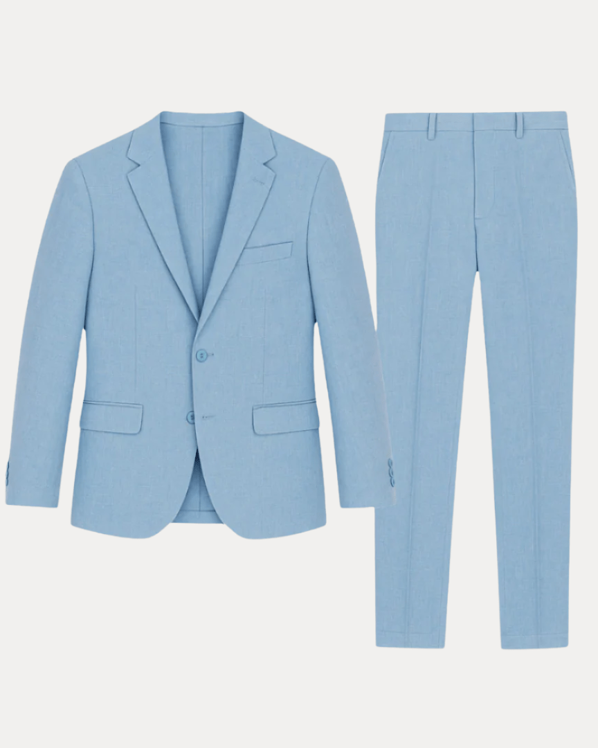 Slim Fit Men's Lightweight Linen Suit Jacket - Elegant Single-Breasted Design with Two Buttons for Formal Occasions