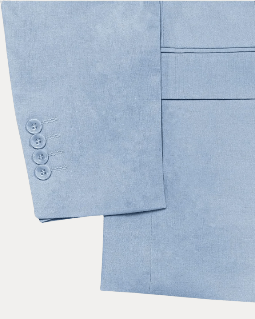 Slim Fit Men's Lightweight Linen Suit Jacket - Elegant Single-Breasted Design with Two Buttons for Formal Occasions