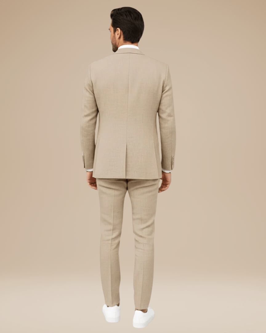 Slim Fit Men's Lightweight Linen Suit Jacket - Elegant Single-Breasted Design with Two Buttons for Formal Occasions