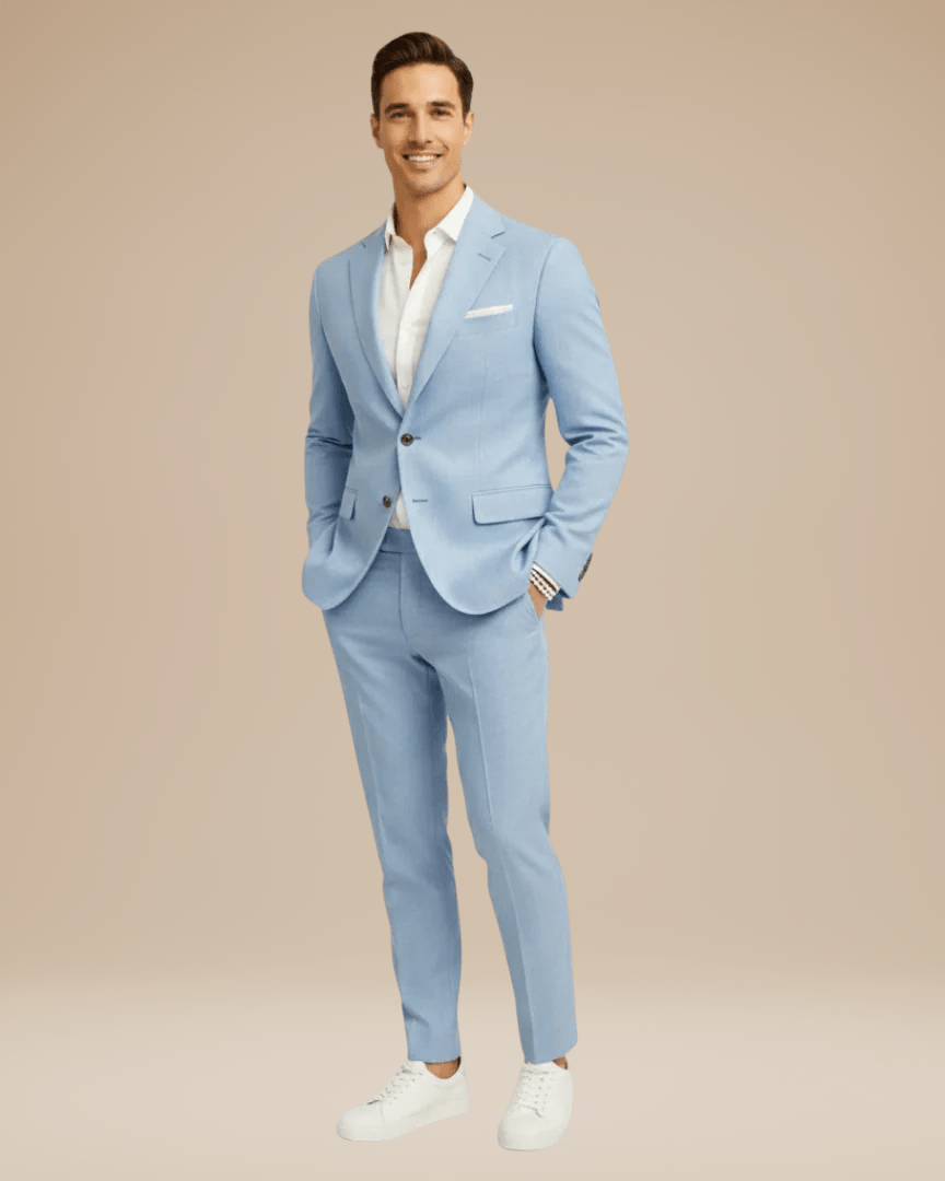Slim Fit Men's Lightweight Linen Suit Jacket - Elegant Single-Breasted Design with Two Buttons for Formal Occasions