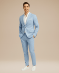 Slim Fit Men's Lightweight Linen Suit Jacket - Elegant Single-Breasted Design with Two Buttons for Formal Occasions