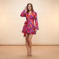 Tie-Dye V-Neck Dress in Soft Cotton for Casual Wear and Summer Outings