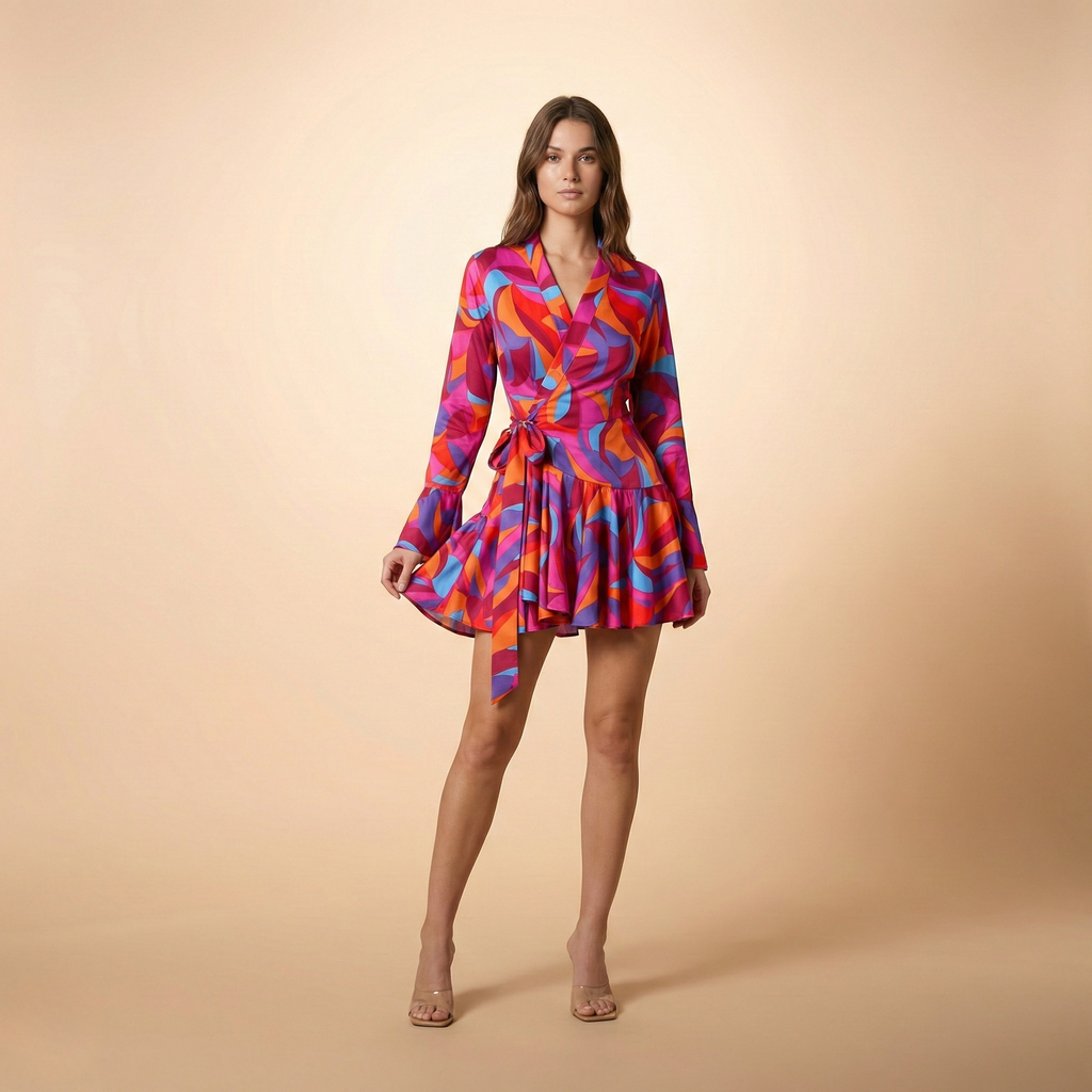 Tie-Dye V-Neck Dress in Soft Cotton for Casual Wear and Summer Outings