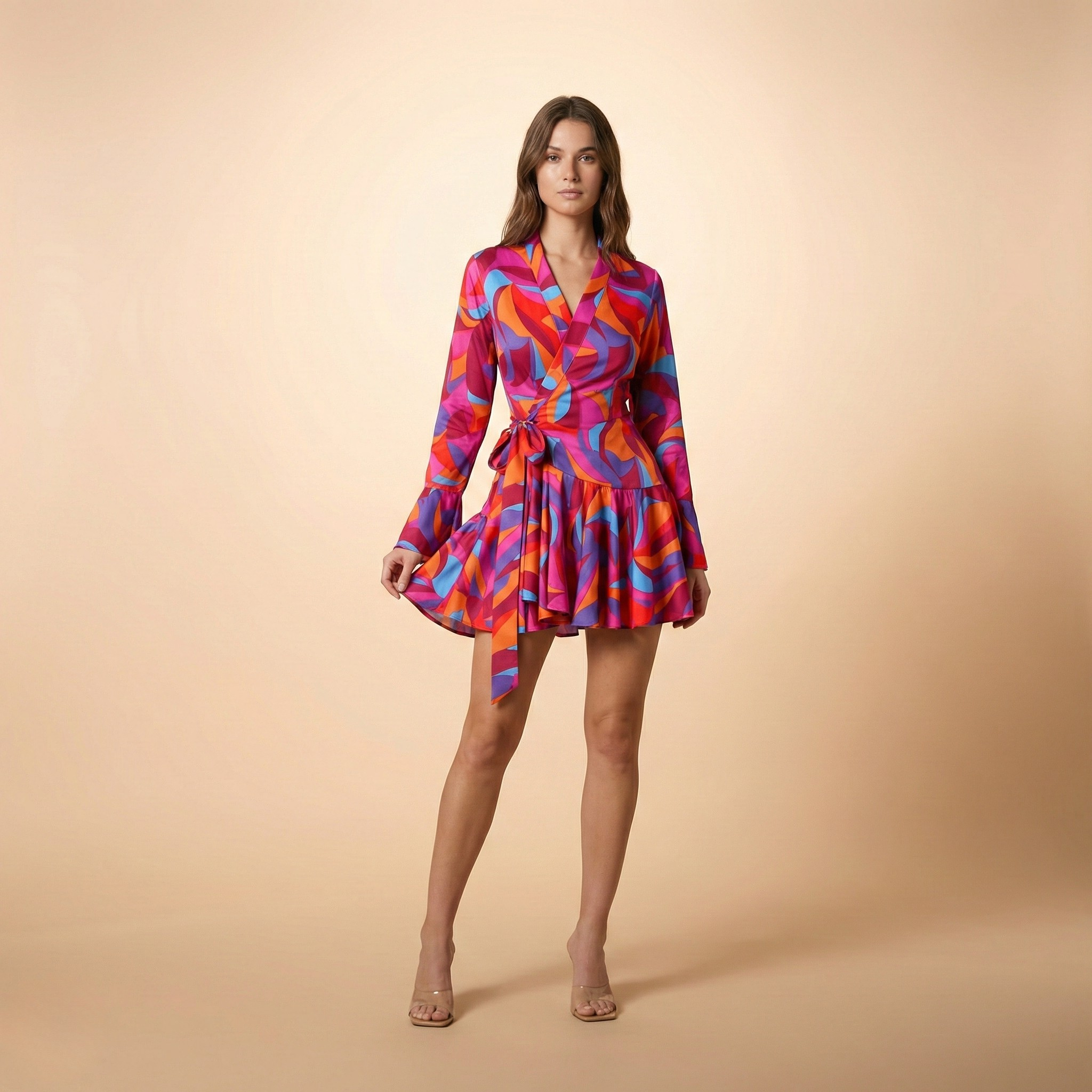 Tie-Dye V-Neck Dress in Soft Cotton for Casual Wear and Summer Outings