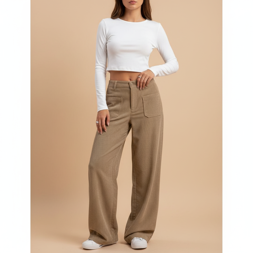Wide Leg Casual Trousers in Soft Fabric for Everyday Wear - Comfortable and Versatile Pants for Women