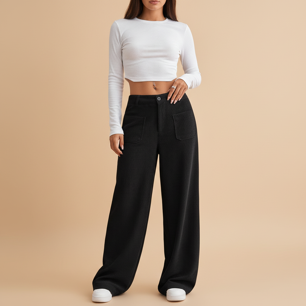 Wide Leg Casual Trousers in Soft Fabric for Everyday Wear - Comfortable and Versatile Pants for Women