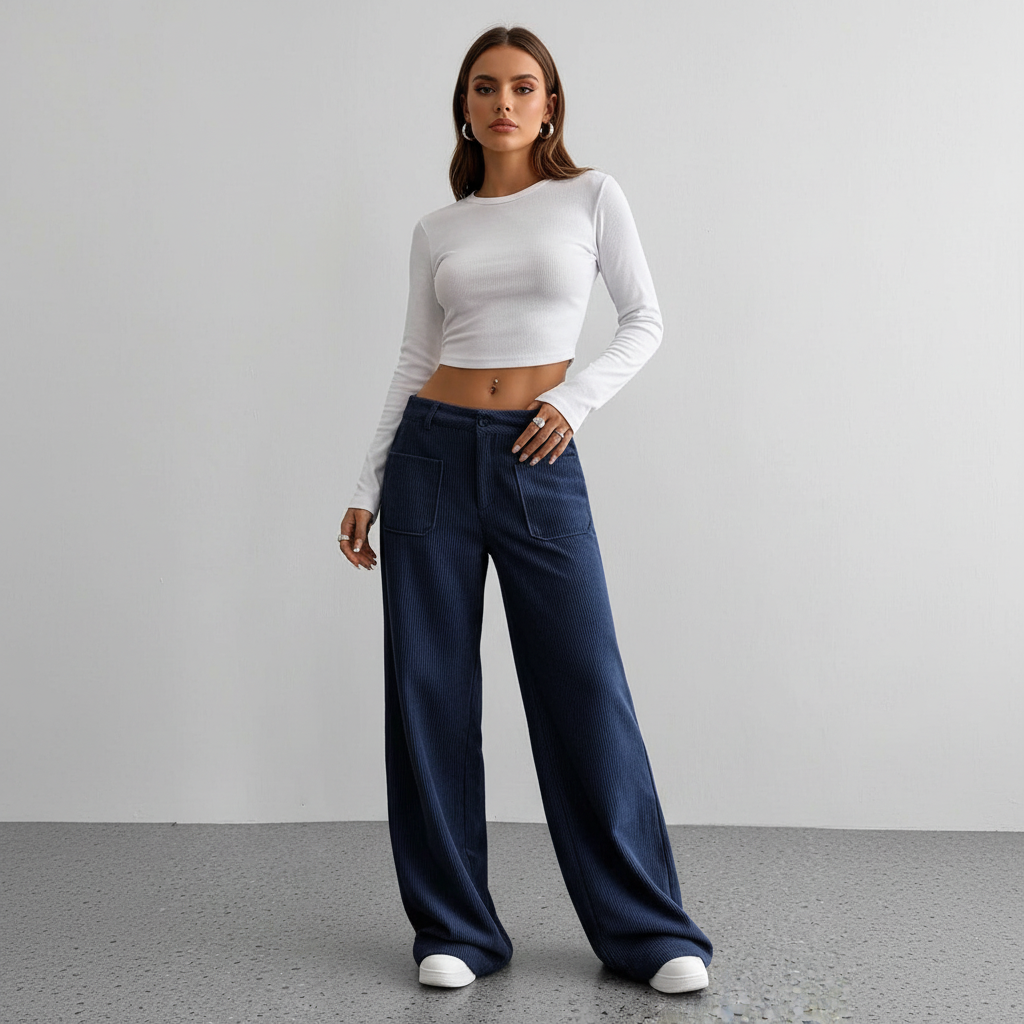 Wide Leg Casual Trousers in Soft Fabric for Everyday Wear - Comfortable and Versatile Pants for Women