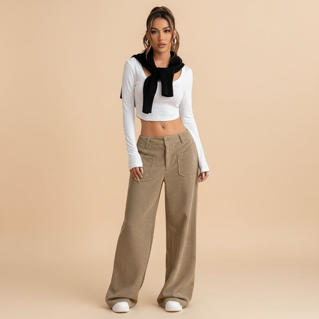 Wide Leg Casual Trousers in Soft Fabric for Everyday Wear - Comfortable and Versatile Pants for Women