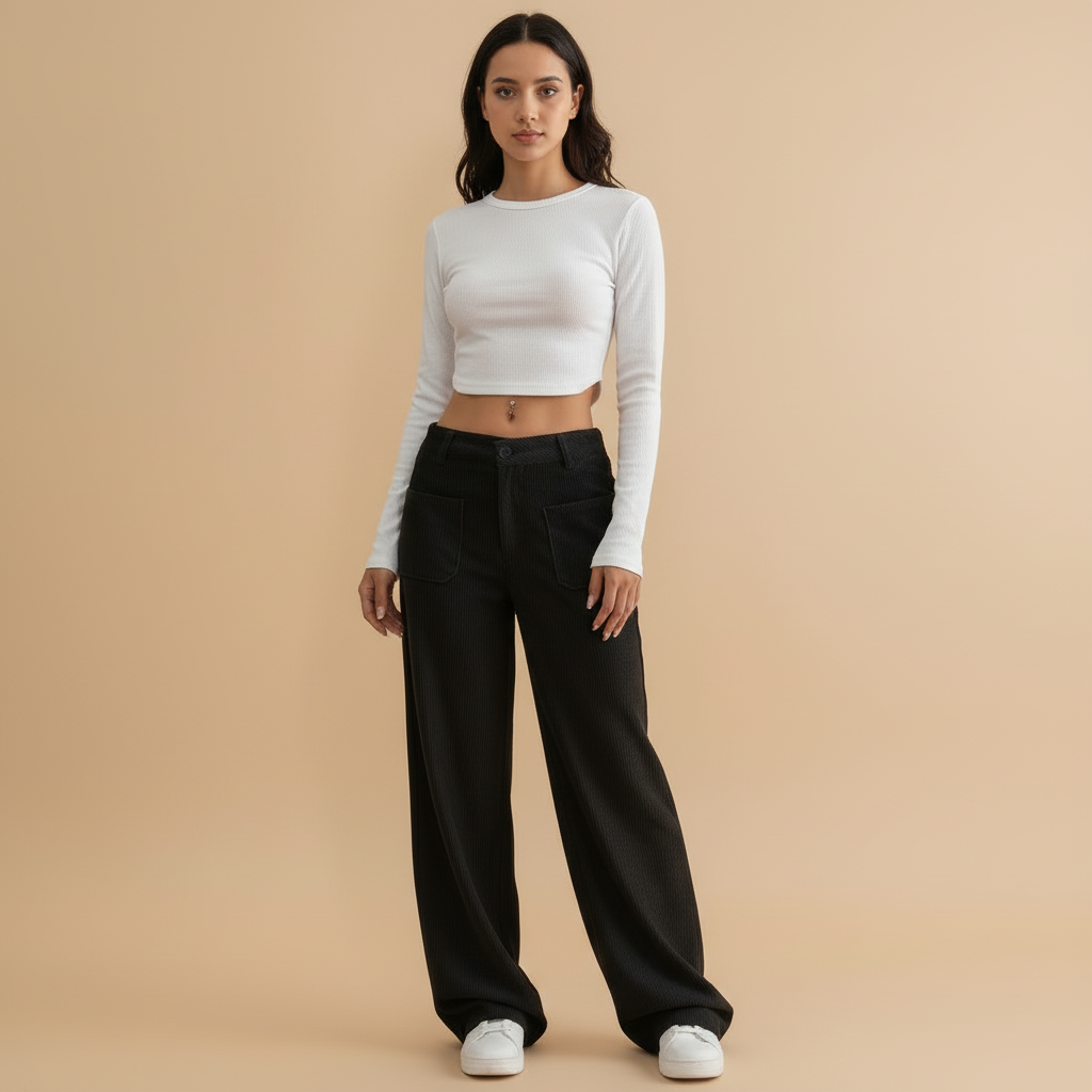 Wide Leg Casual Trousers in Soft Fabric for Everyday Wear - Comfortable and Versatile Pants for Women