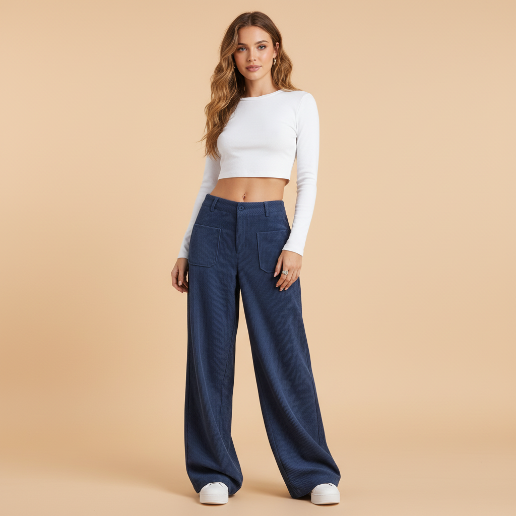 Wide Leg Casual Trousers in Soft Fabric for Everyday Wear - Comfortable and Versatile Pants for Women